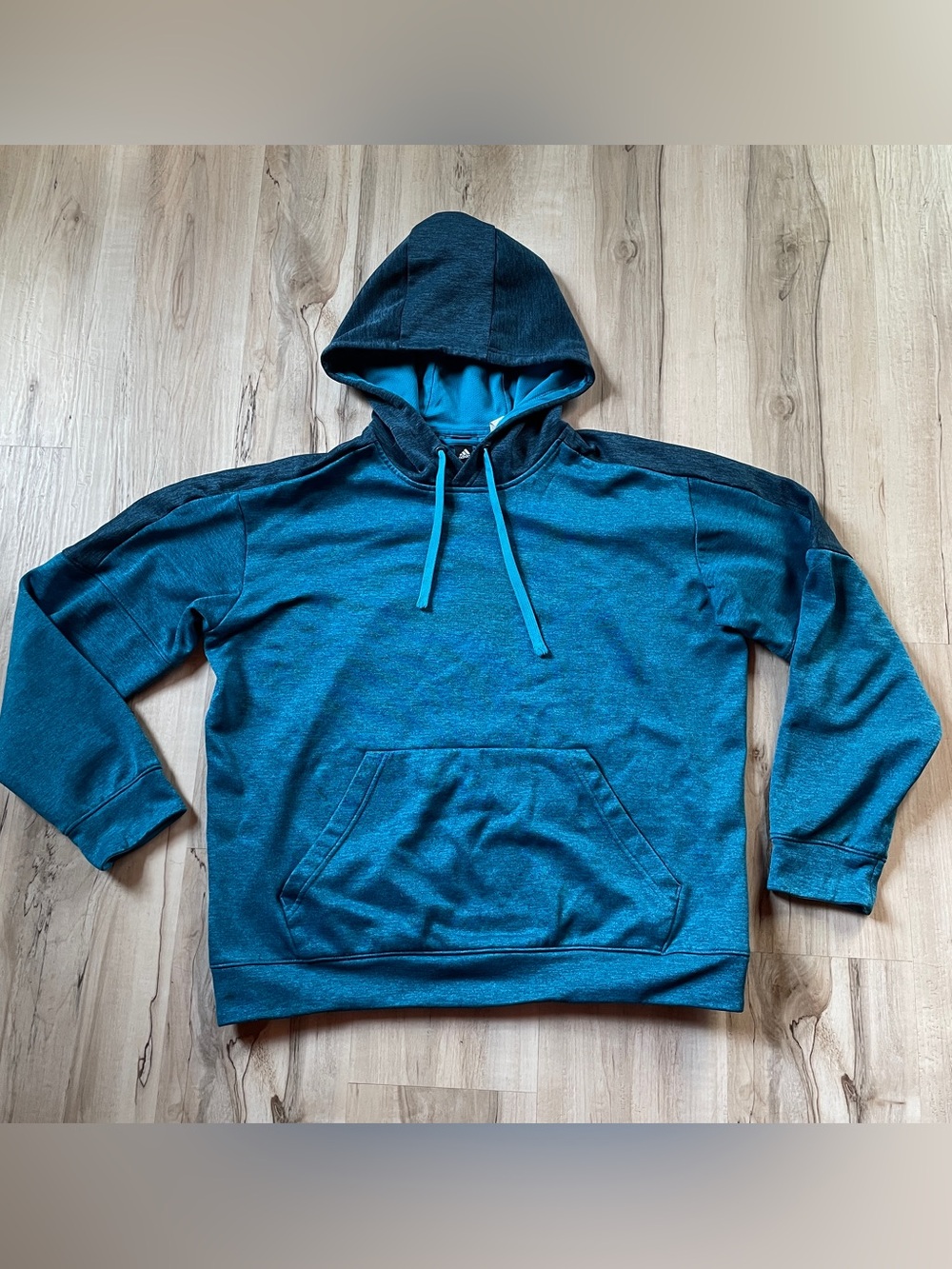 Adidas Men's Teal Hooded Sweatshirt - fleece lined Comfortable Pullover Hoodie